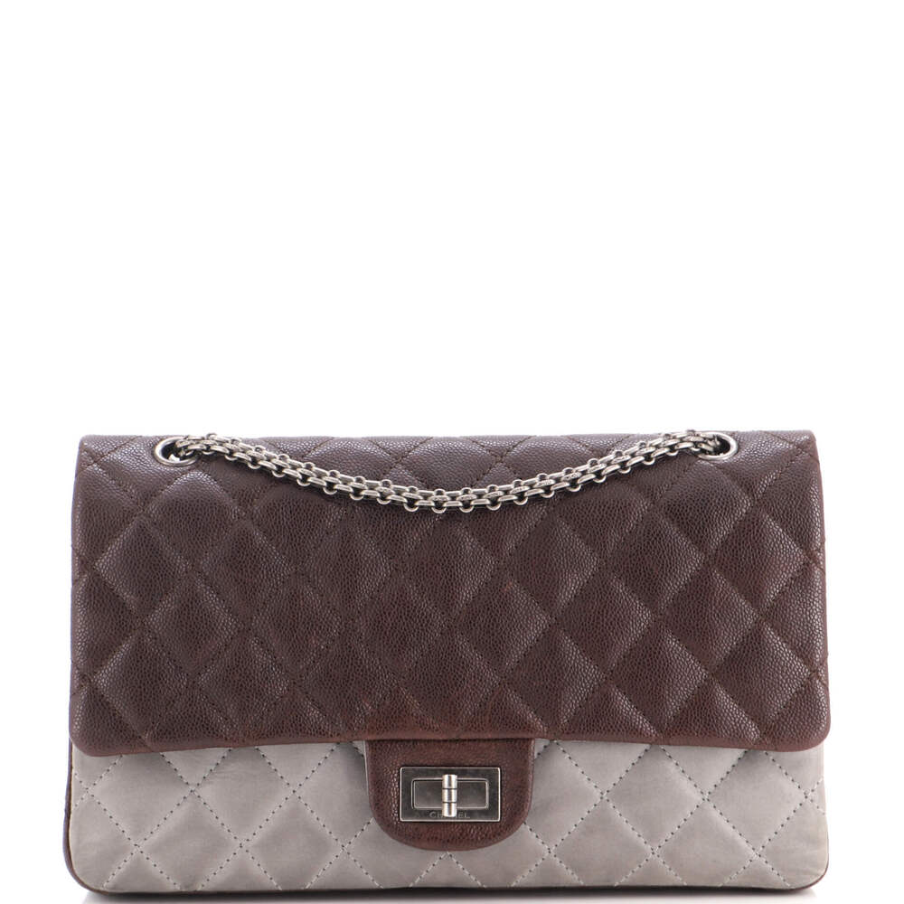 Chanel 227 Bicolor Reissue 2.55 Flap Bag Quilted Caviar and Washed Lambskin